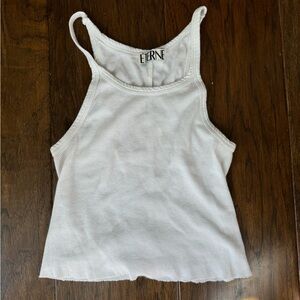 Eterne white raw hem tank